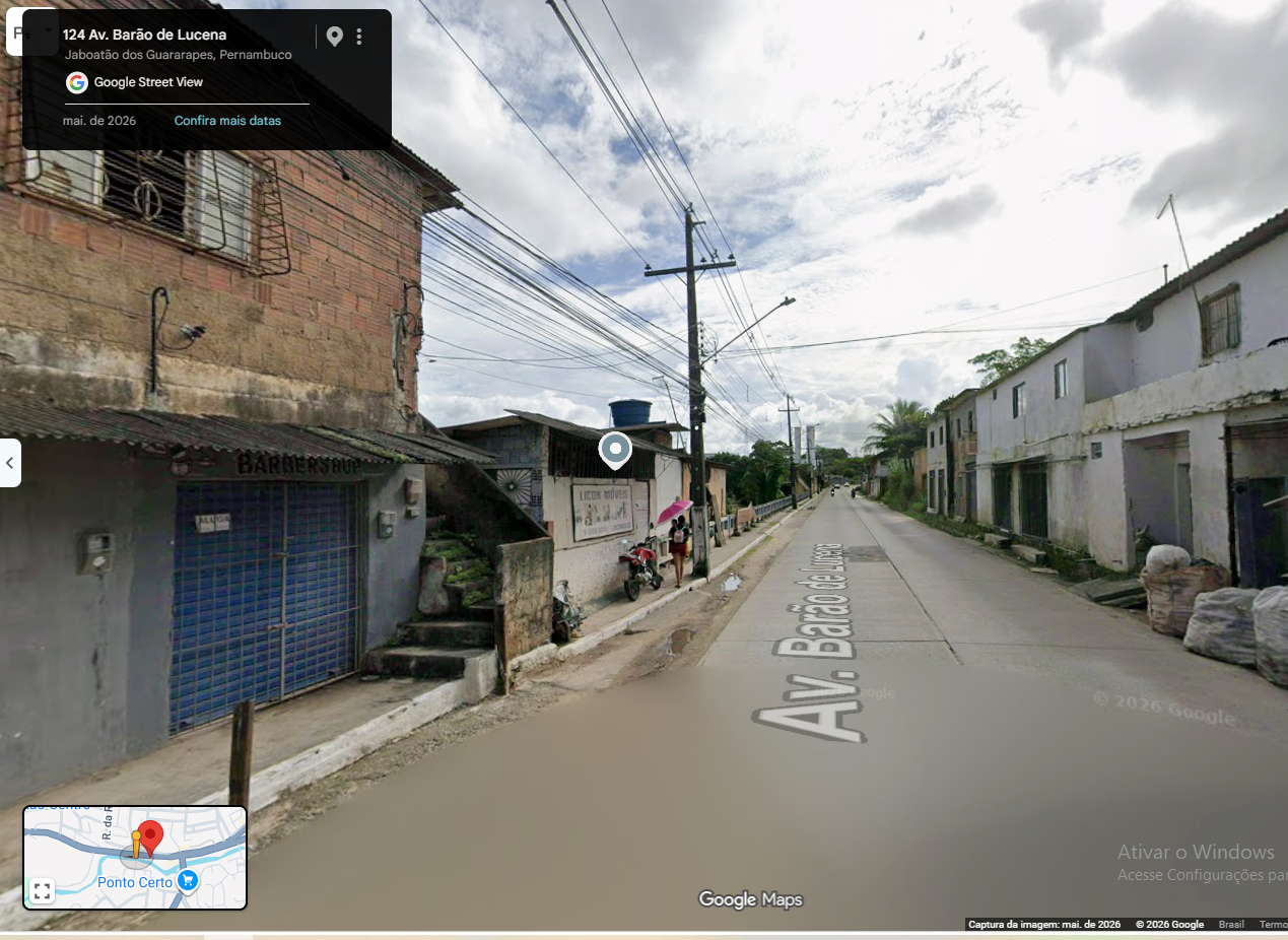 Referência da fachada da barbearia na Av. Barão de Lucena
